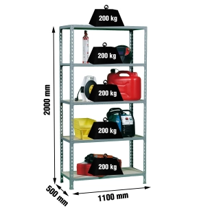 Etagère légère sans vis MADERCLICK SUPERPLUS 5/500 GRIS/BOIS GRIS/BOIS 2000x1100x500 - SIMONRACK