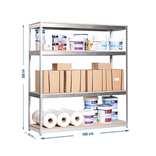 Etagère sans vis SIMONFORTE 1806-4 CHIPBOARD GALVA/BOIS GALVA/BOIS 2000x1800x600 - SIMONRACK