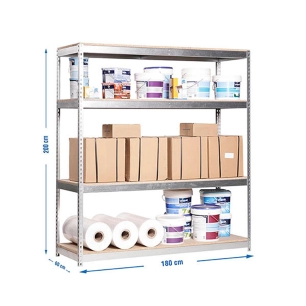 Etagère sans vis SIMONFORTE 1806-4 CHIPBOARD GALVA/BOIS GALVA/BOIS 2000x1800x600 - SIMONRACK