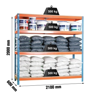 Etagère sans vis SIMONFORTE 2106-4 CHIPBOARD BLEU/ORANG/BOIS BLEU/ORANGE/BOIS 2000x2100x600 - SIMONRACK