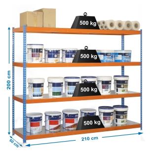 Etagère sans vis SIMONFORTE 2106-4 METAL BLEU/ORANG/GALVA BLEU/ORANGE/GALVA 2000x2100x600 - SIMONRACK