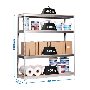 Etagère sans vis ECOFORTE 1206-4 CHIPBOARD GRIS/BOIS GRIS/BOIS 2000x1200x600 - SIMONRACK