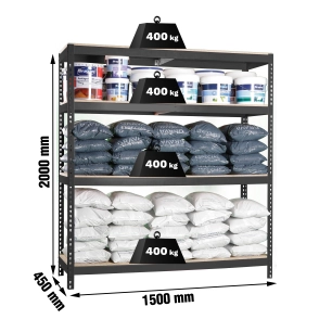Etagère sans vis ECOFORTE 1504-4 CHIPBOARD ANTRACITE/BOIS ANTRACITE/BOIS 2000x1500x450 - SIMONRACK