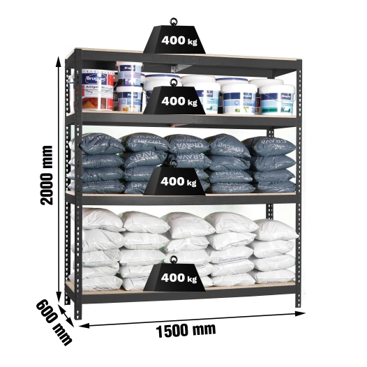 Etagère sans vis ECOFORTE 1506-4 CHIPBOARD ANTRACITE/BOIS ANTRACITE/BOIS 2000x1500x600 - SIMONRACK