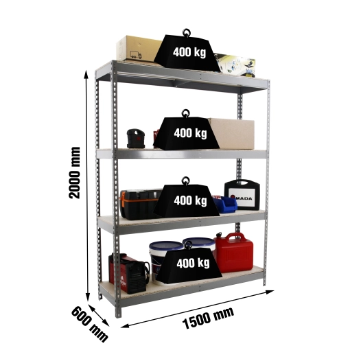 Etagère sans vis ECOFORTE 1506-4 CHIPBOARD GRIS/BOIS GRIS/BOIS 2000x1500x600 - SIMONRACK