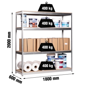 Etagère sans vis ECOFORTE 1806-4 CHIPBOARD GALVA/BOIS GALVA/BOIS 2000x1800x600 - SIMONRACK