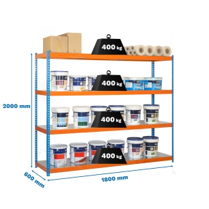 Etagère sans vis ECOFORTE 1806-4 METAL BLEU/ORANG/GALVA BLEU/ORANGE/GALVA 2000x1800x600 - SIMONRACK
