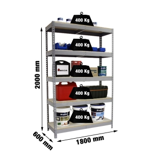 Etagère sans vis ECOFORTE 1806-5 CHIPBOARD GRIS/BOIS GRIS/BOIS 2000x1800x600 - SIMONRACK