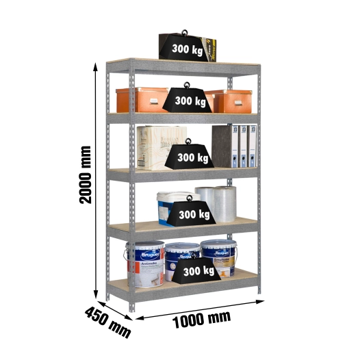 Etagère sans vis BRICOFORTE 1004-5 CHIPBOARD GALVA/BOIS GALVA/BOIS 2000x1000x450 - SIMONRACK