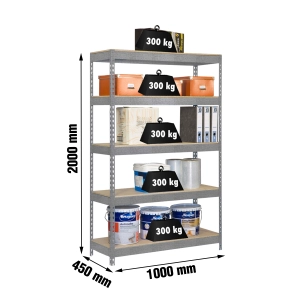 Etagère sans vis BRICOFORTE 1004-5 CHIPBOARD GALVA/BOIS GALVA/BOIS 2000x1000x450 - SIMONRACK