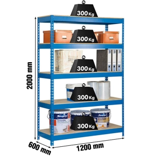 Etagère sans vis BRICOFORTE 1206-5 CHIPBOARD BLEU/BOIS BLEU/BOIS 2000x1200x600 - SIMONRACK