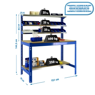 Etabli SIMONWORK BT1 1500 BLEU/BOIS BLEU/BOIS 1445x1510x760 - SIMONRACK
