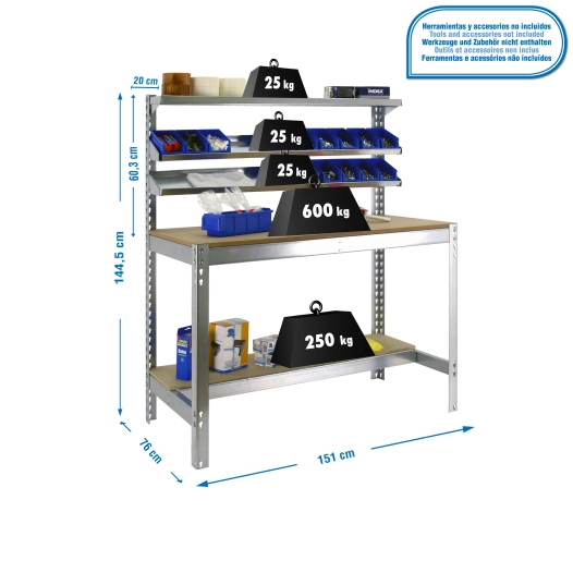 Etabli SIMONWORK BT1 1500 GALVA/BOIS GALVA/BOIS 1445x1510x760 - SIMONRACK