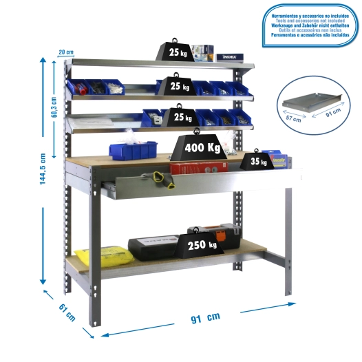 Etabli SIMONWORK BT1 BOX 900 GRIS/BOIS GRIS/BOIS 1445x910x610 - SIMONRACK
