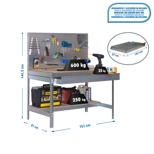 Etabli SIMONWORK BT2 BOX 1500 GALVA/BOIS GALVA/BOIS 1445x1510x610 - SIMONRACK