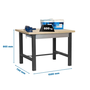 Etabli SIMONWORK BT6L MDF 1BOX 1500x750 ANTRACITE/BOIS - 865x1500x750 600Kg - SIMONRACK
