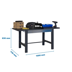 Etabli SIMONWORK BT6 METAL 1BOX 1500x735 ANTRACITE ANTRACITE 830x1500x730 - SIMONRACK