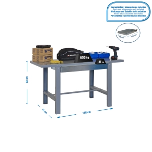 Etabli SIMONWORK BT6 METAL 1BOX 1500x735 GRIS GRIS 830x1500x730 - SIMONRACK