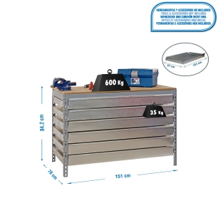 Etabli SIMONWORK BT5 BOX6 1500 GRIS/BOIS GRIS/BOIS 842x1510x760 - SIMONRACK