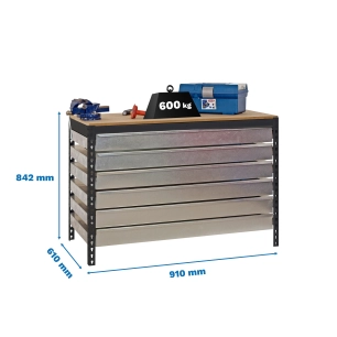 Etabli SIMONWORK BT5 BOX6 900 ANTRACITE/BOIS - 842x910x610 600Kg - SIMONRACK