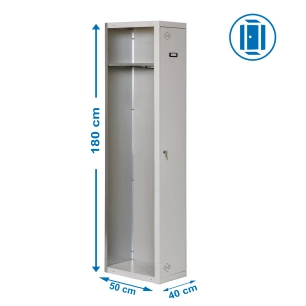 Casier-Armoire SIMONLOCKER DIY SINGLE 1/1 400 ADDITIOORANL GRIS GRIS PRELACADO 1800x400x500 - SIMONRACK