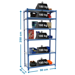 Etagère légère sans vis SIMONCLICK 6/400 BLEU/GALVA BLEU/GALVA 2500x900x400 - SIMONRACK