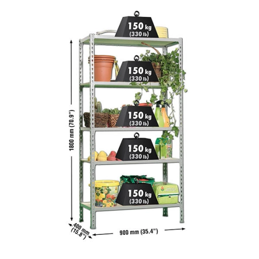 Etagère légère sans vis MADERCLICK 5/400 GRIS/BOIS GRIS/BOIS 1800x900x400 - SIMONRACK