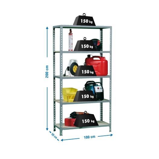 Etagère légère sans vis MADERCLICK PLUS 5/500 GRIS/BOIS GRIS/BOIS 2000x1000x500 - SIMONRACK