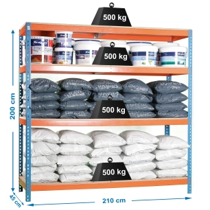 Etagère sans vis SIMONFORTE 2104-4 CHIPBOARD BLEU/ORANG/BOIS BLEU/ORANGE/BOIS 2000x2100x450 - SIMONRACK