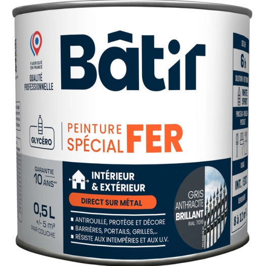 Peinture Fer brill. 0,5l gris ral7016