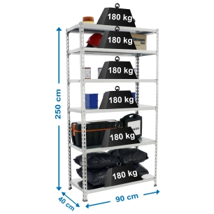 Etagère légère sans vis SIMONCLICK 6/400 GALVA/GALVA GALVANISÉ 2500x900x400 - SIMONRACK