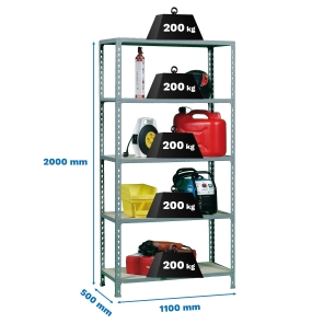 Etagère légère sans vis MADERCLICK SUPERPLUS 5/500 GALVA/BOIS GALVA/BOIS 2000x1100x500 - SIMONRACK