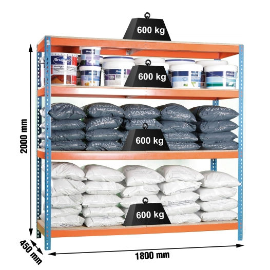 Etagère sans vis SIMONFORTE 1804-4 CHIPBOARD BLEU/ORANG/BOIS BLEU/ORANGE/BOIS 2000x1800x450 - SIMONRACK