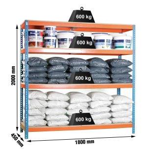 Etagère sans vis SIMONFORTE 1804-4 CHIPBOARD BLEU/ORANG/BOIS BLEU/ORANGE/BOIS 2000x1800x450 - SIMONRACK