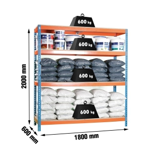 Etagère sans vis SIMONFORTE 1806-4 CHIPBOARD BLEU/ORANG/BOIS BLEU/ORANGE/BOIS 2000x1800x600 - SIMONRACK