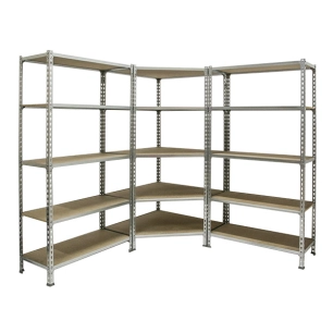 Etagère légère sans vis PACK MADERCLICK CORNER 5/300 +2 MADER 5/300 GA/BOIS GALVA/BOIS 1800x1800x300 - SIMONRACK