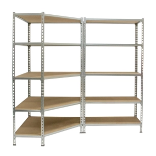 Etagère légère sans vis PACK MADERCLICK CORNER 5/400 +1 MADER 5/400 GA/BOIS GALVA/BOIS 1800x1800x400 - SIMONRACK