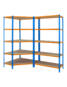 Etagère légère sans vis PACK MADERCLICK CORNER 5/500 + MADER 5/500 BLEU/ORANG/BOIS BLEU/ORANGE/BOIS 1800x1800x500 - SIMONRACK