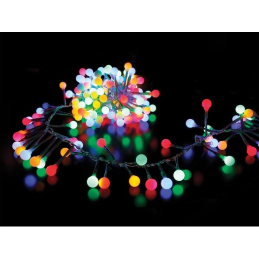 clusterlight led - 3 m - 176 boules multicolores - fil transparent - 24 v