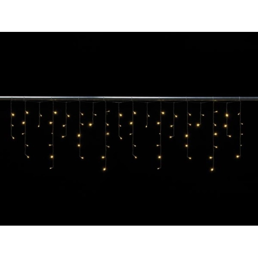cascade light led - 2 x 0.6 m - 72 lampes blanc chaud - fil transparent - modulateur