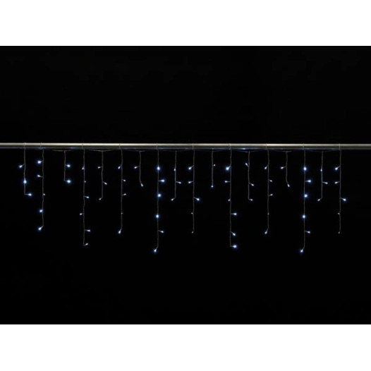 cascade light led - 2 x 0,6 m - 72 lampes blanches - fil transparent - modulateur - 24 v