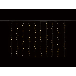 cascade light led - 2 x 1.3 m - 150 lampes blanc chaud - fil transparent - 24 v