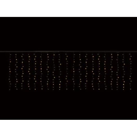 cascade light led - 4 x 1.3 m - 300 lampes blanc chaud - fil transparent - 24 v