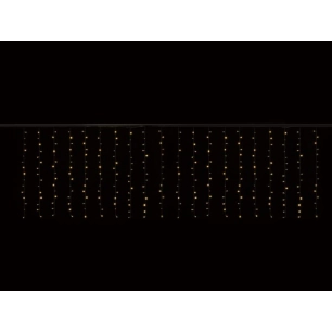 cascade light led - 4 x 1.3 m - 300 lampes blanc chaud - fil transparent - 24 v