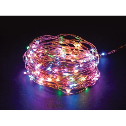 microlight led - 12 m - 120 lampes multicolores - fil de cuivre - 4.5 v