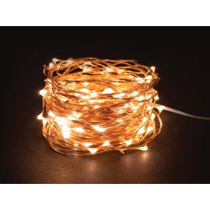 microlight led - 12 m - 120 lampes blanc chaud - fil de cuivre - 4.5 v