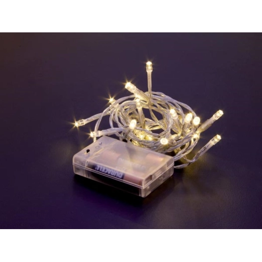 mini lampe de table led - 2 m - 20 lampes blanc chaud - fil transparent - modulateur - piles non fournies