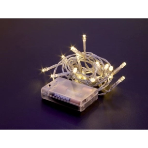 mini lampe de table led - 2 m - 20 lampes blanc chaud - fil transparent - modulateur - piles non fournies