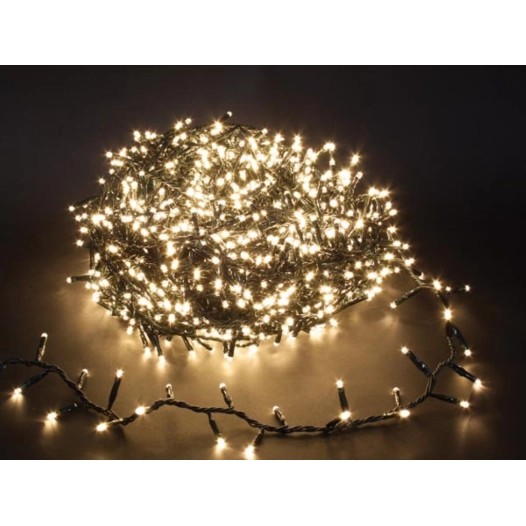 shimmerlight led - 34 m - 1500 lampes blanc chaud - fil vert - modulateur - 24 v