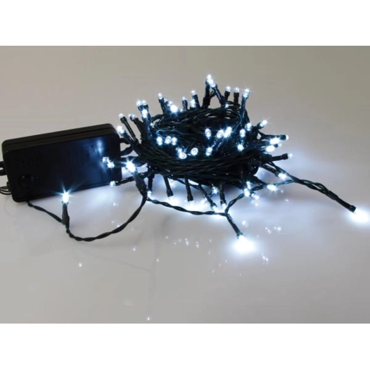 smart light led - 10 m - 100 lampes blanches - fil vert - modulateur - piles non fournies